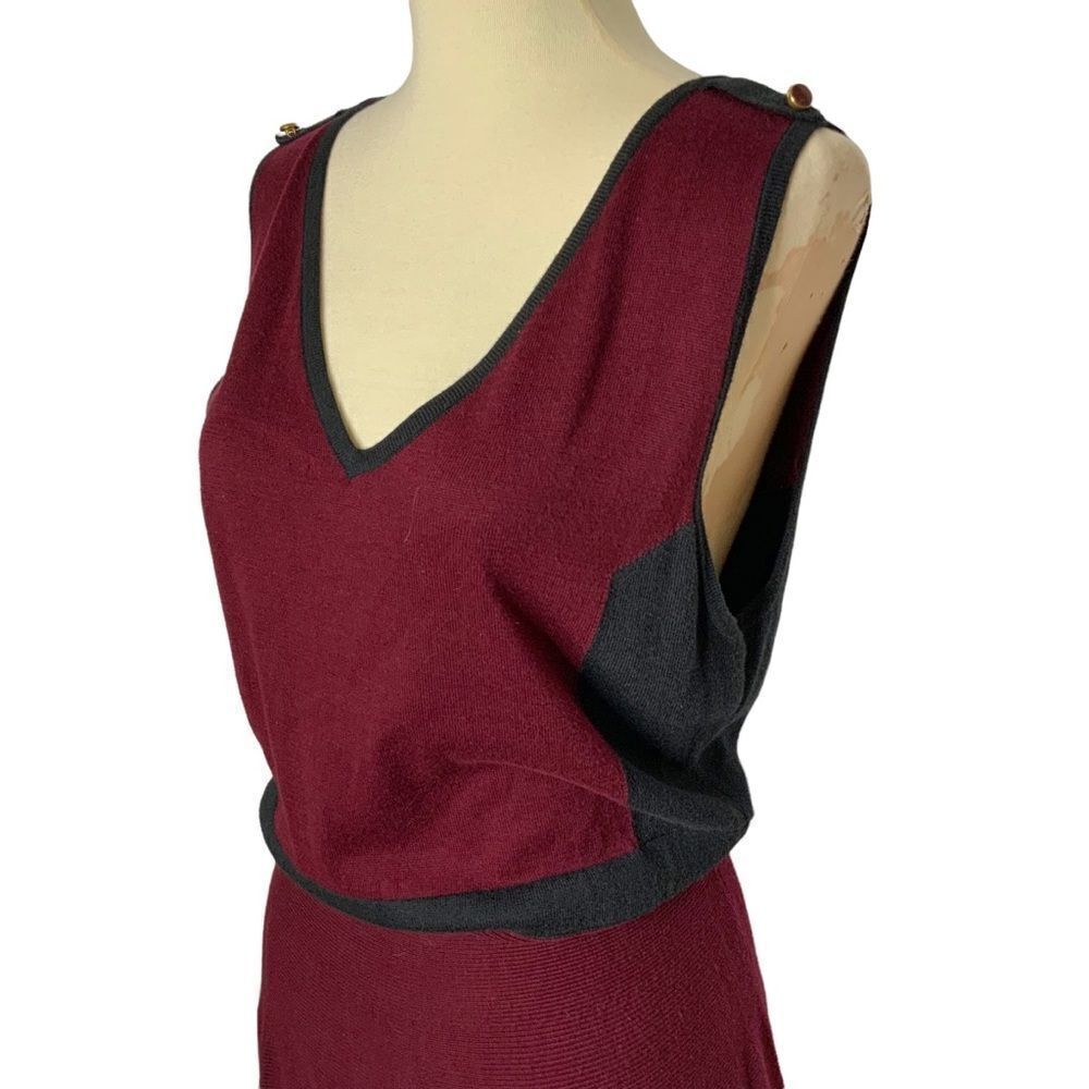 Romeo & Juliette Couture Maroon Red Sleeveless Sweater Dress Fit & Flare Size L - Picture 2 of 11